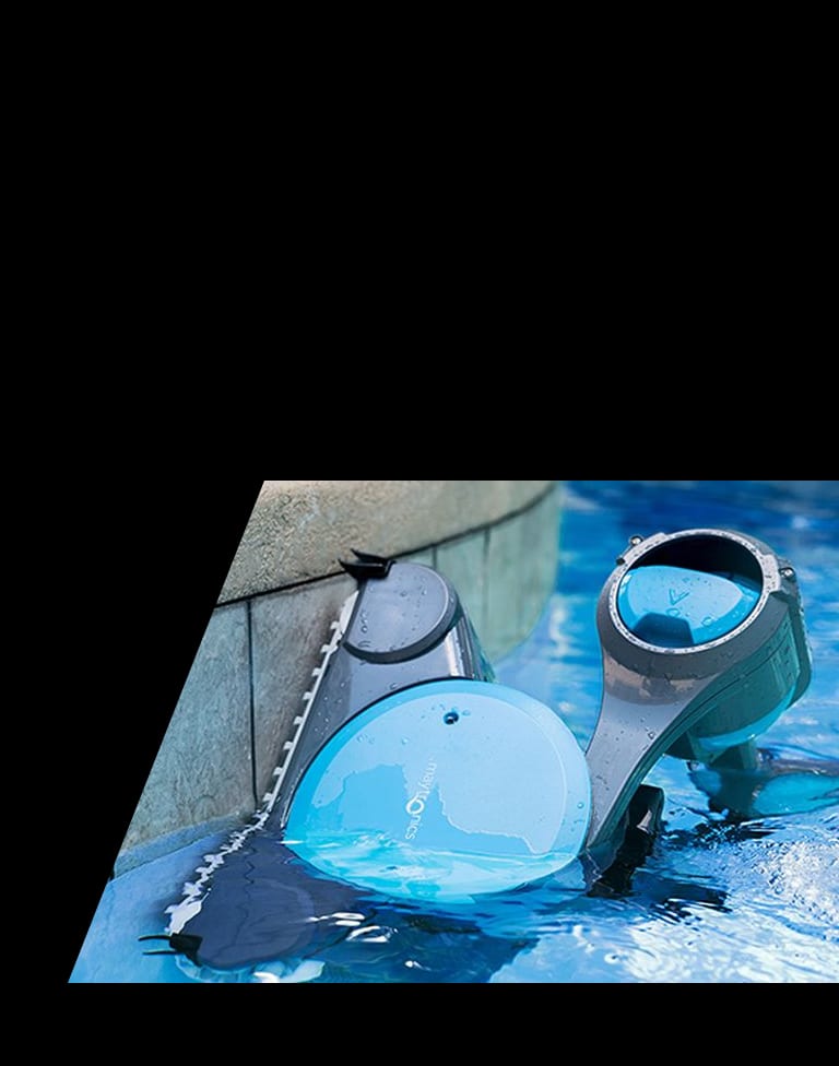 Dolphin Sigma robotic pool cleaner climbing a pool wall