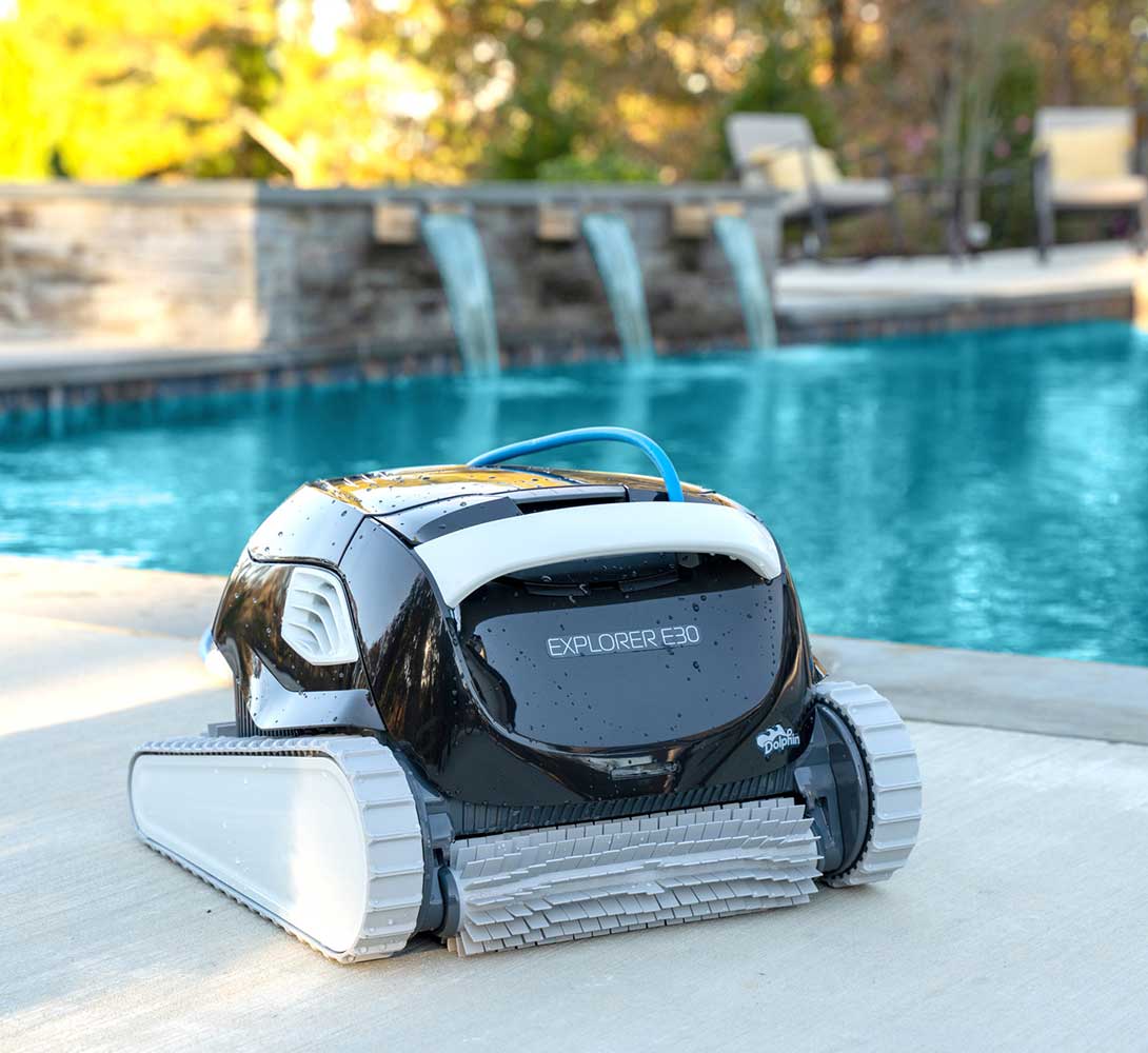 Dolphin Explorer E20 Robotic Pool Cleaner with Universal Caddy and